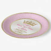 ピンパーソナライズされたクと金ゴールドプリンセス紙プレート ペーパープレート (アングル)