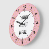 ピンパーソナライズされたクと金ゴールド点 ラージ壁時計 (傾斜)