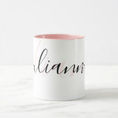 ピンパーソナライズされたクと黒のシック赤面  マグカップ (中央)