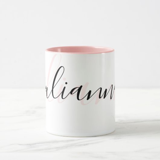 ピンパーソナライズされたクと黒のシック赤面 マグカップ (中央)