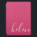 ピンパーソナライズされたクのモダン手書き文字 iPad PROカバー<br><div class="desc">iPadの素晴らしい保護方法です。このピンク色と白色のカバーが美しいスクリプトフォントに入っているので、お好みのフレーパーソナライズされたズの名前を付けることができます。ピンクと白。</div>