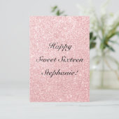 ピンパーソナライズされたクグリッターハッピーSweet sixteenカード カード (スタンド正面)