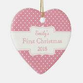 ピンパーソナライズされたク水玉模様 セラミックオーナメント (右)