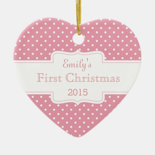 ピンパーソナライズされたク水玉模様 セラミックオーナメント (正面)