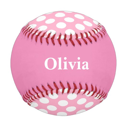 ピンパーソナライズされたク水玉模様 野球ボール (正面)