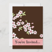 ピンパーソナライズされたク/ブラウンドッグの花 招待状 (正面)