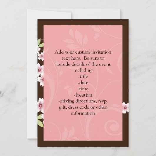 ピンパーソナライズされたク/ブラウンドッグの花 招待状 (裏面)