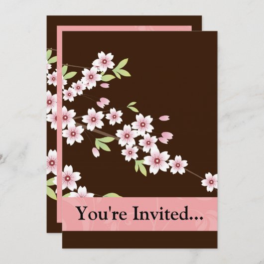 ピンパーソナライズされたク/ブラウンドッグの花 招待状 (正面/裏面)