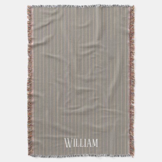ピンパーソナライズされたスのベージュ スローブランケット (正面縦)
