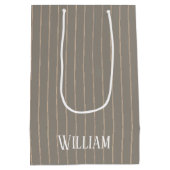 ピンパーソナライズされたスのベージュ ミディアムペーパーバッグ (裏面)