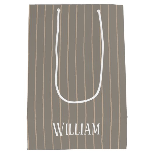 ピンパーソナライズされたスのベージュ ミディアムペーパーバッグ (裏面)