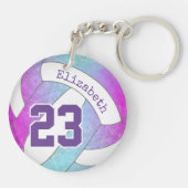 ピンパープルブルーカラフルガーリーバレーボール キーホルダー (裏面)