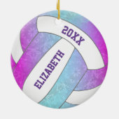ピンパープルブルーカラフルガーリーバレーボール セラミックオーナメント (裏面)