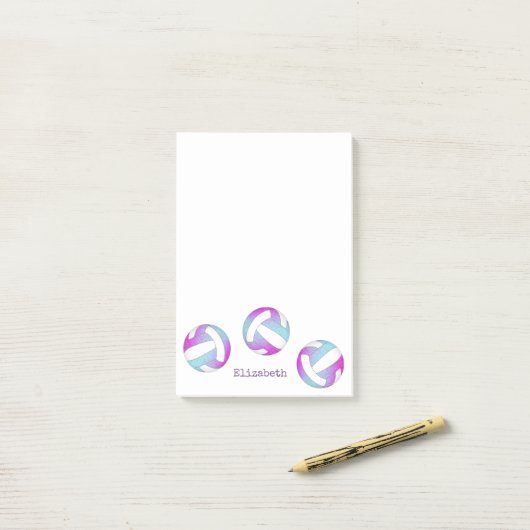 ピンパープルブルーパーソナライズされたバレーボール ポストイット (デスク上)
