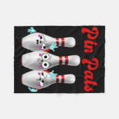 ピンパールかわいいボーリング男性へシャツの女性と子供 フリースブランケット (正面(横))