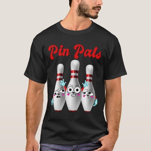 ピンパールかわいいボーリング男性へシャツの女性と子供 Tシャツ (正面)