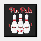 ピンパールかわいい男性へボーリングと子供 マグネット (正面)