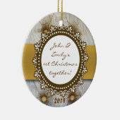 ピンビクトリアンタックファブパーソナライズされたー名オーナメント セラミックオーナメント (右)