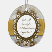 ピンビクトリアンタックファブパーソナライズされたー名オーナメント セラミックオーナメント (左)