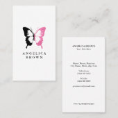 ピンフェイククグリッター&ブラックバタフライ 名刺 (正面/裏面)