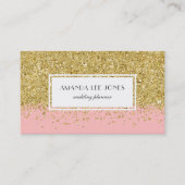 ピンフェイクク&金ゴールドグリッター 名刺 (正面)