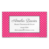ピンフェミニンクレトロ水玉模様名刺磁石 マグネット名刺 (正面)