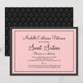 ピンフォーマルク&ブラックSweet sixteen部 招待状 (正面/裏面)