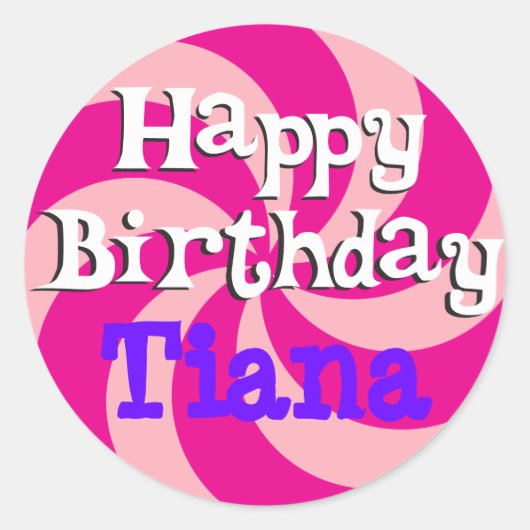 ピンホイールガーリー誕生日バッジ ラウンドシール (正面)