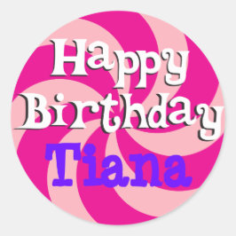 ピンホイールガーリー誕生日バッジ ラウンドシール