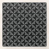 ピンホイールスパイラルホワイト抽象芸術幻想ラインアート ガラスコースター (正面)