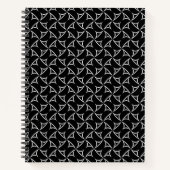 ピンホイールスパイラルホワイト抽象芸術幻想ラインアート ノートブック (正面)