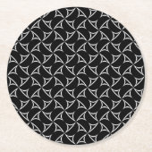 ピンホイールスパイラルホワイト抽象芸術幻想ラインアート ラウンドペーパーコースター (正面)