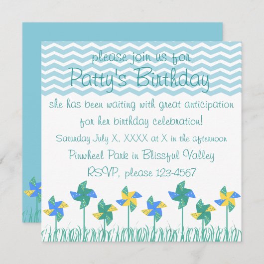 ピンホイールズアットザパーク 招待状 (正面/裏面)