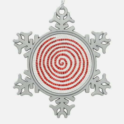 ピンホイールモザイクペーター雪片オーナメント スノーフレークピューターオーナメント (正面)