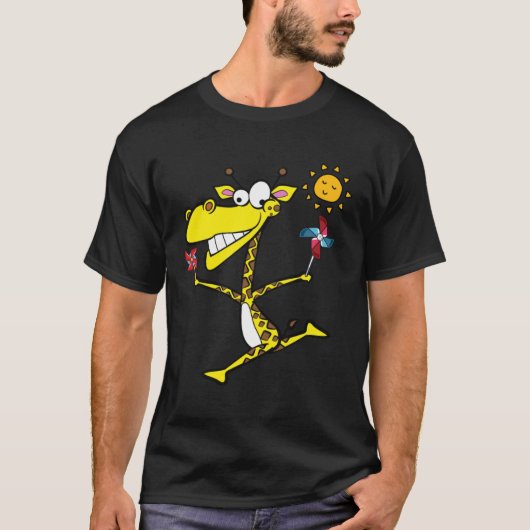 ピンホイール付きキリン Tシャツ (正面)