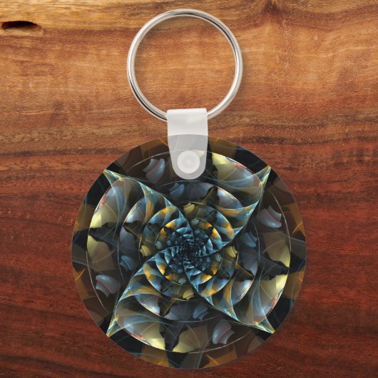 ピンホイール抽象芸術アートキーチェーン キーホルダー (正面)