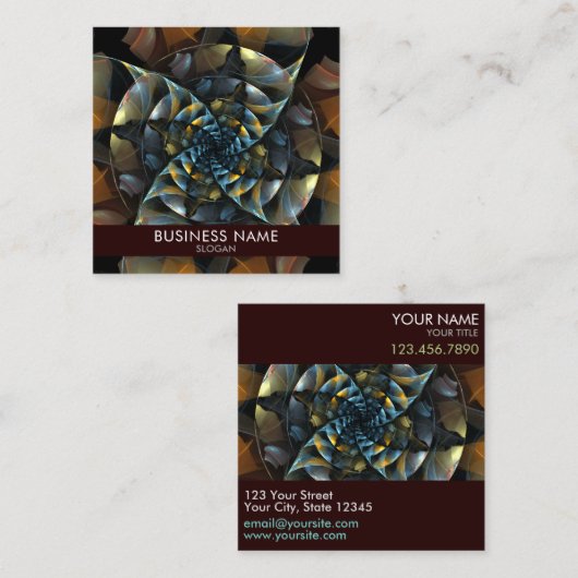 ピンホイール抽象芸術アートプロフェッショナル スクエア名刺 (正面/裏面)