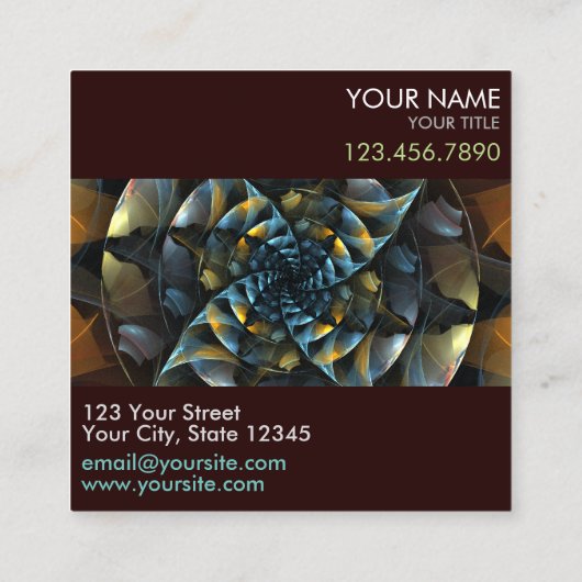 ピンホイール抽象芸術アートプロフェッショナル スクエア名刺 (裏面)