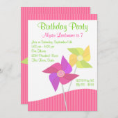 ピンホイール誕生日パーティー 招待状 (正面/裏面)