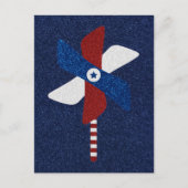 ピンホイール7月4日グリッター紙プレート ポストカード (正面)