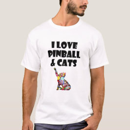 ピンボールと猫が大好き、かわいい猫ネコ猫好き Tシャツ