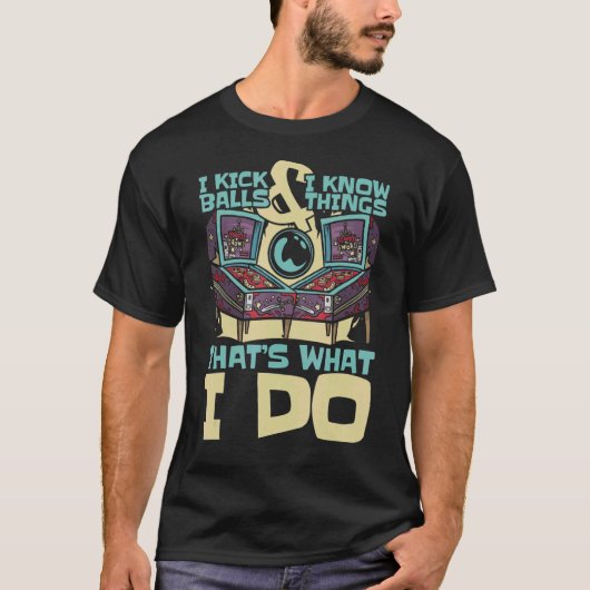ピンボールを反転させるピンボール機レトロ Tシャツ (正面)