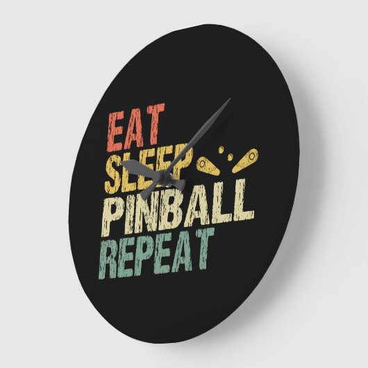 ピンボールマシンアーケードレトロヴィンテージ食べスリープ ラージ壁時計 (傾斜)