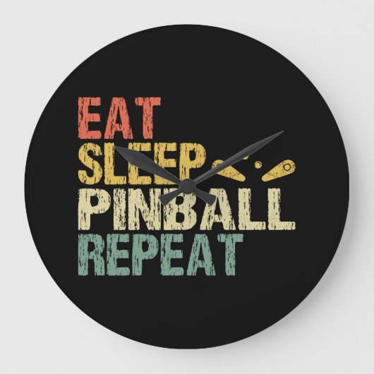 ピンボールマシンアーケードレトロヴィンテージ食べスリープ ラージ壁時計 (正面)