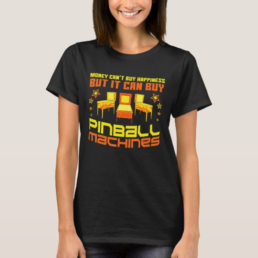 ピンボールマシンヴィンテージアーケードゲーム Tシャツ (正面)