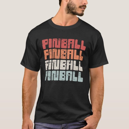ピンボール機回収レトロ及びクラシックピンボール Tシャツ (正面)