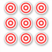 ピンボール赤/白ブルズアイ丸ターゲットステッカー シール (正面)