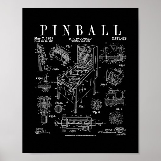 ピンボール アーケード ゲーム機 レトロ ゲーム機 特許 P ポスター (正面)