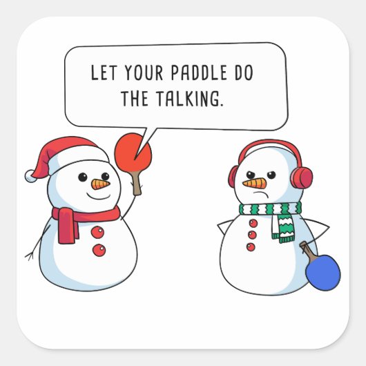 ピンポンおもしろいクリスマス雪だるまユーモアのある- Paddl スクエアシール (正面)