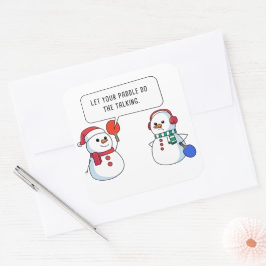 ピンポンおもしろいクリスマス雪だるまユーモアのある- Paddl スクエアシール (封筒)